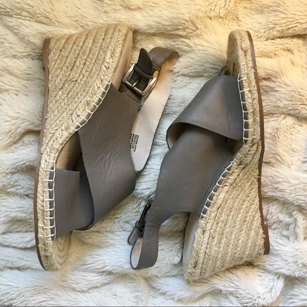 Gray leather espadrilles